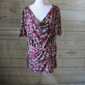 BCBGMaxAzria Short Sleeve Cowl Neck Top Blouse